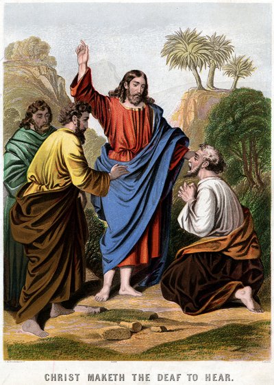 Christus maakt de doven horend, 1860 door Kronheim and Co