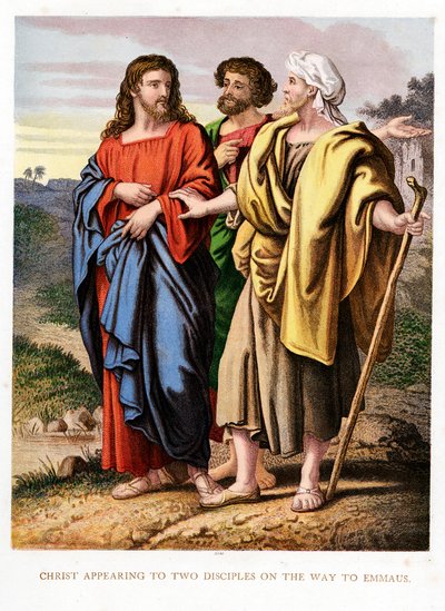 Christus verschijnt aan de twee discipelen op de weg naar Emmaüs, ca. 1860 door Kronheim and Co