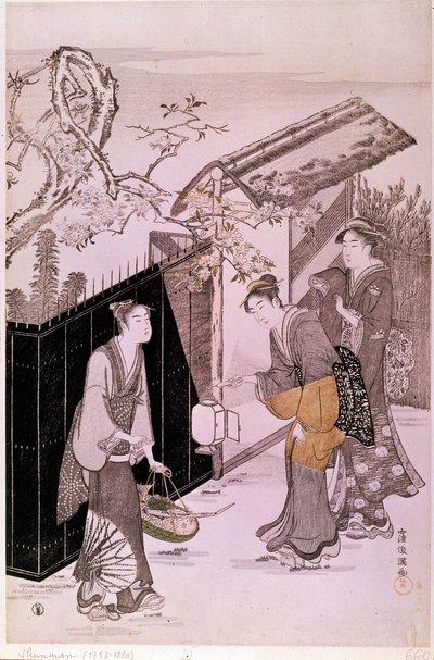 Terug van poëtische avond in de lente Japanse prent door Shunman Kubo (1757-1820). Parijs, Guimet Museum, Nationaal Museum van Aziatische Kunsten door Kubo Shumman
