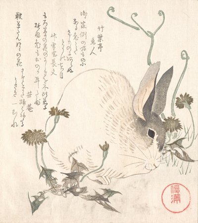 Haas en paardenbloem door Kubo Shunman