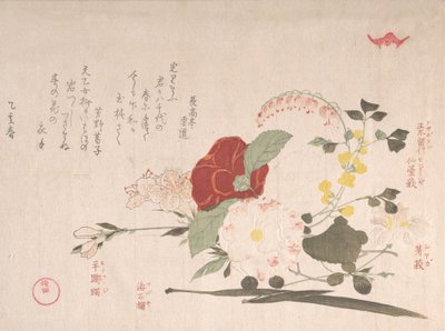 Lenteregen Collectie Harusame shu, vol. 2: Snijbloemen: Clematis, Bus..., 1815 Jaar van de Os door Kubo Shunman