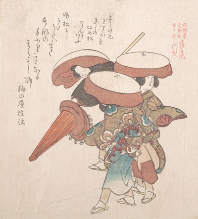 Drie dansers van Sumiyoshi of Suminoye, 19e eeuw door Kubo Shunman