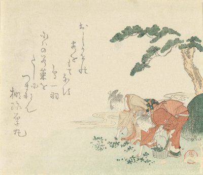 Twee Meisjes Verzamelen Nieuwjaarskruiden door Kubo Shunman