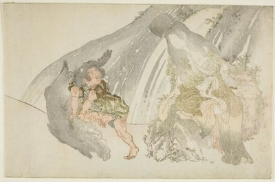 Yamauba Bekijkt Kintaro die een Everzwijn Worstelt door Kubo Shunman