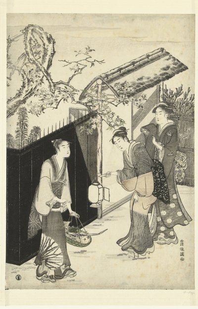 Het huis van de kyoka dichter bij nacht door Kubota Shunman