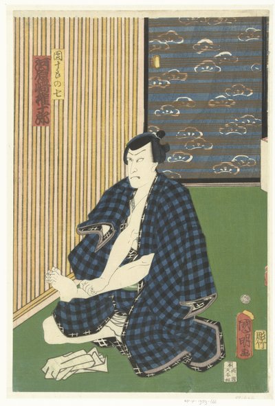Kawarasaki Gonjuro als Ichikawa Danjuro VII door Kuniaki (II) , Utagawa