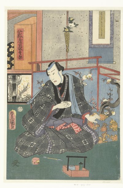 Acteur in zijn kleedkamer door Kunisada (II) , Utagawa