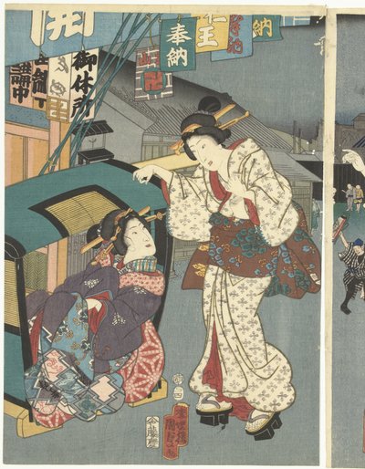 Tempelfestival door Kunisada (II) , Utagawa
