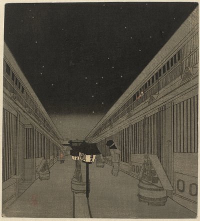 Yoshiwara bij nacht door Kunisada (II) , Utagawa