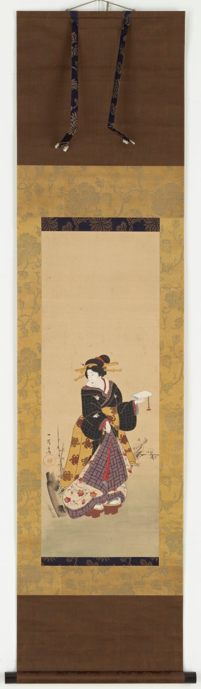 Een Oiran bij een Pruimenboom, midden 19e eeuw door Kuniyuki Utagawa