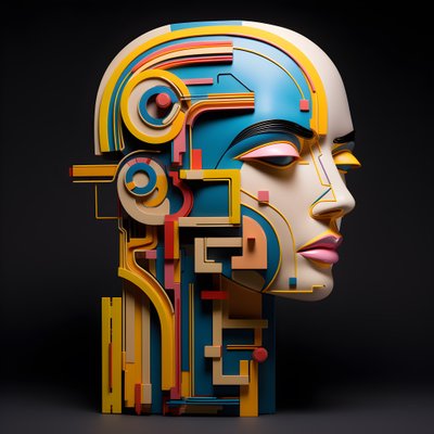 3D-sculptuur van een mooi menselijk gezicht 3 door Kurt Heppke