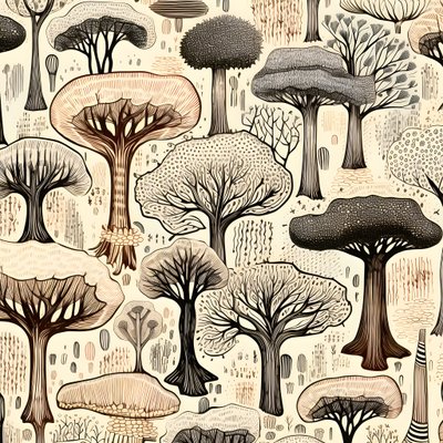 Boomstamsecties, boho-clipart, boho-tekenpatroon, boho-stam 4 door Kurt Heppke