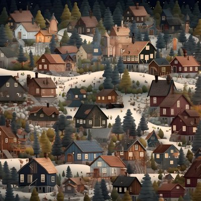 Afbeelding van huizen in cartoonstijl door Kurt Heppke
