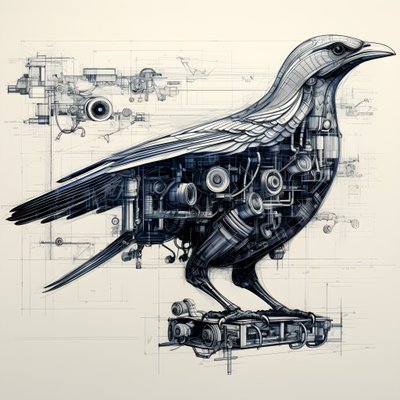Stoommechanische vogel blauwdrukken van Da Vinci 4 door Kurt Heppke
