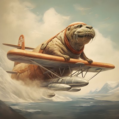 Een walrus vliegt een vliegtuig 3 door Kurt Heppke
