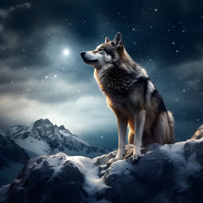 een majestueuze grijze wolf op een met sneeuw bedekte bergtop 3 door Kurt Heppke