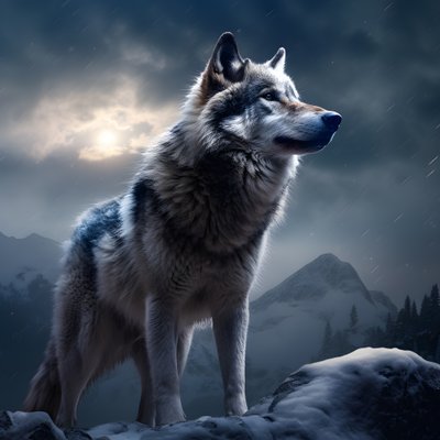 een majestueuze grijze wolf op een met sneeuw bedekte bergtop 4 door Kurt Heppke
