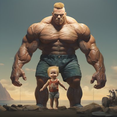 Intimiderende en gemene gewichtheffer Steroïde Freak buff baby met gigantische gespierde man 1 door Kurt Heppke