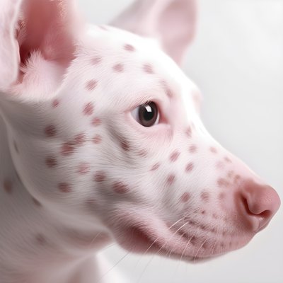 Fascinerende close-up van een roze varken met witte dalmatiërvlekken in moirépatroon door Kurt Heppke