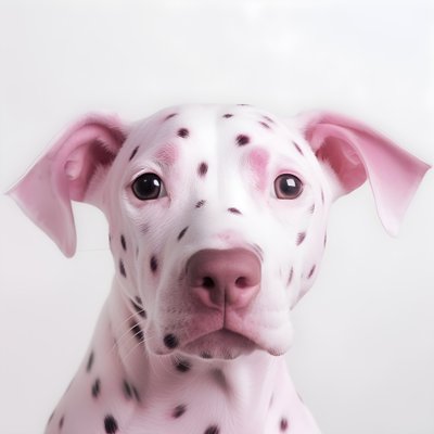 Fascinerende close-up van een roze varken met witte dalmatiërvlekken in moirépatroon door Kurt Heppke