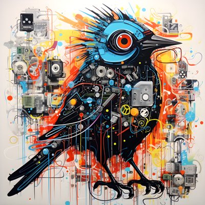Graffiti vogel 3 door Kurt Heppke