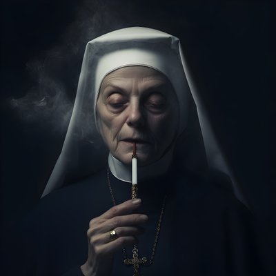 Non met diamanten ketting rookt een sigaar 1 door Kurt Heppke