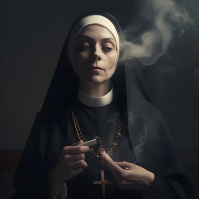Non met diamanten ketting rookt een sigaar 2 door Kurt Heppke