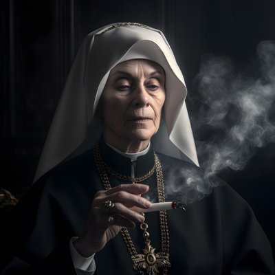 Non met diamanten ketting rookt een sigaar 3 door Kurt Heppke