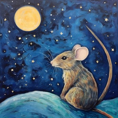 Portret van de muis dier Starry Night 2 door Kurt Heppke