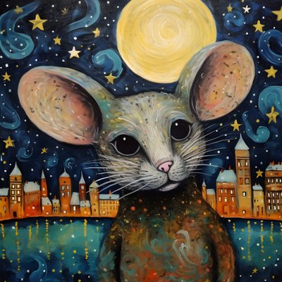 Portret van de muis dier Starry Night 3 door Kurt Heppke