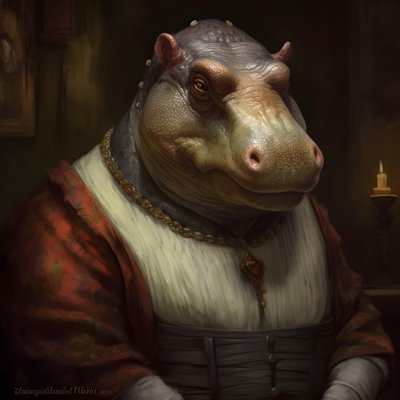 Portret van een oude republikeinse vrouwelijke nijlpaard 1 door Kurt Heppke
