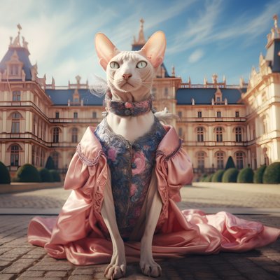 Sphynx-kat in baljurk voor de achtergrond van een prachtig paleis in middeleeuwse stijl 1 door Kurt Heppke