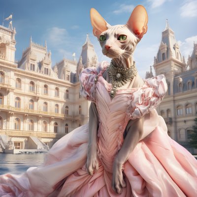 Sphynx-kat in baljurk voor de achtergrond van een prachtig paleis in middeleeuwse stijl 2 door Kurt Heppke