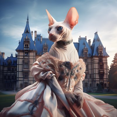 Sphynx-kat in baljurk voor de achtergrond van een prachtig paleis in middeleeuwse stijl 3 door Kurt Heppke