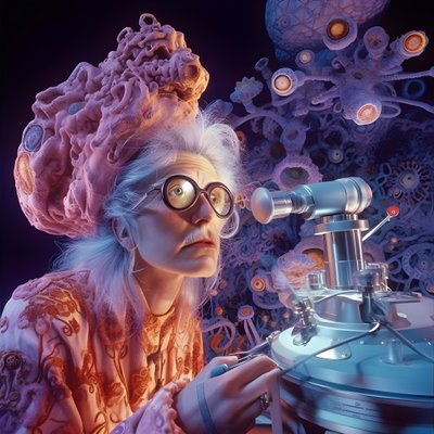 Super-resolutie elektronenmicroscoop opname van vrouw in de artistieke stijl van David LaChapelle 2 door Kurt Heppke