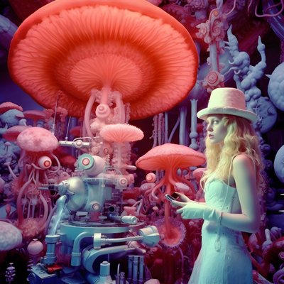 Super-resolutie elektronenmicroscoop opname van vrouw in de artistieke stijl van David LaChapelle 4 door Kurt Heppke