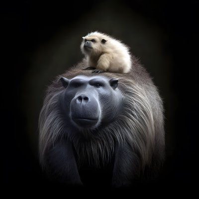 Capibara gemengd met een zilverrug gorilla door Kurt Heppke