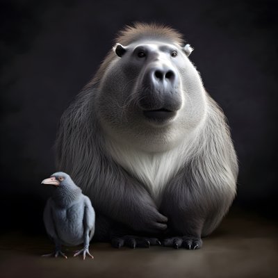 Capibara gemengd met een zilverrug gorilla door Kurt Heppke