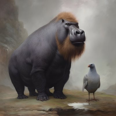 Capibara gemengd met een zilverrug gorilla door Kurt Heppke