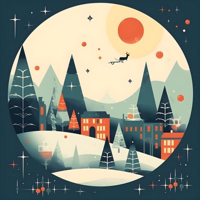 Kerstkaart in jaren 60 stijl 2 door Kurt Heppke