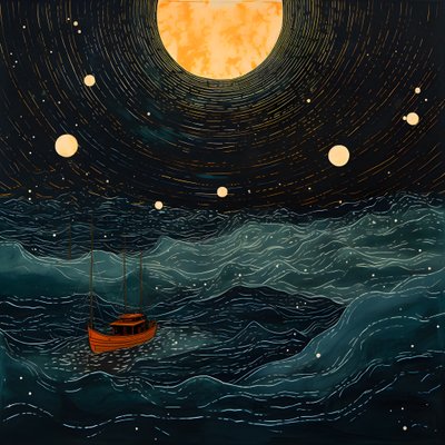 Twee boten gleden geluidloos door inktzwart water naar de kolkende Charybdis, de volle maan was het enige licht in de lege wereld van de Noordzee. 2 door Kurt Heppke