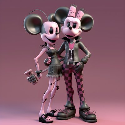 Nachtmerrie voor kerstmis punk roze Minnie en Mickey Mouse door Kurt Heppke