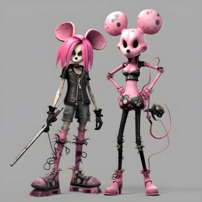 Nachtmerrie voor kerstmis punk roze Minnie en Mickey Mouse door Kurt Heppke