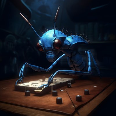 anthropomorfe wilde mier met wenkbrauwen en blauwe ogen 2 door Kurt Heppke