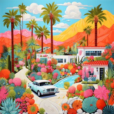 Gedetailleerde illustratie van Palm Springs 1 door Kurt Heppke