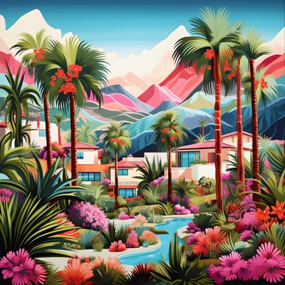 Gedetailleerde illustratie van Palm Springs 3 door Kurt Heppke