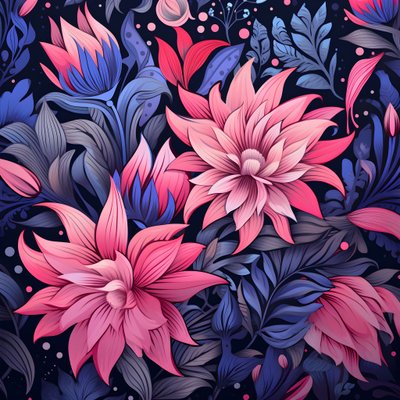 Een boeket bloemen in roze en blauw 1 door Kurt Heppke