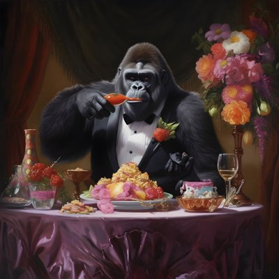 een gorilla aan het eten 1 door Kurt Heppke