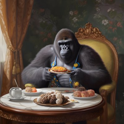 een gorilla aan het eten 3 door Kurt Heppke