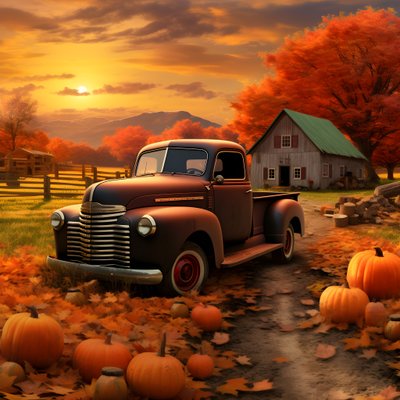 een oldtimer-pickuptruck op een herfstzonsondergangavond 3 door Kurt Heppke